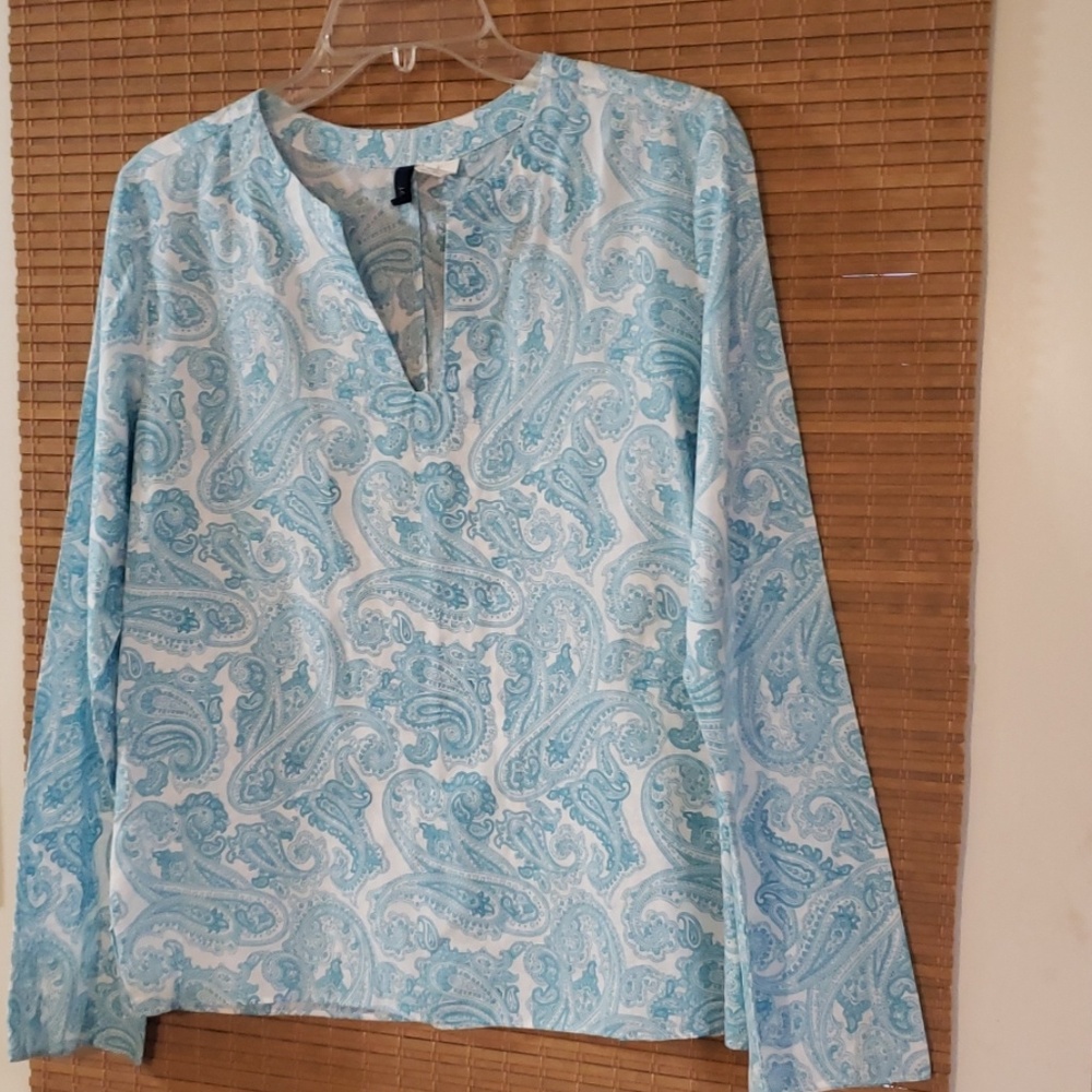 J. Crew blue paisley print top small
